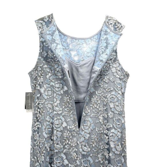 NEW Alex Evenings Embroidered Tulle Lace Fit & Flare Illusion Neckline gown maxi - Picture 8 of 11